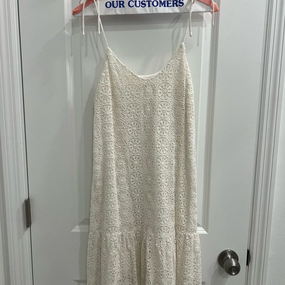 Ella Moss Cream Floral Lace Strapless Dress